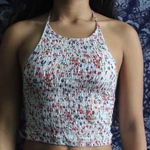💐Floral halter crop top